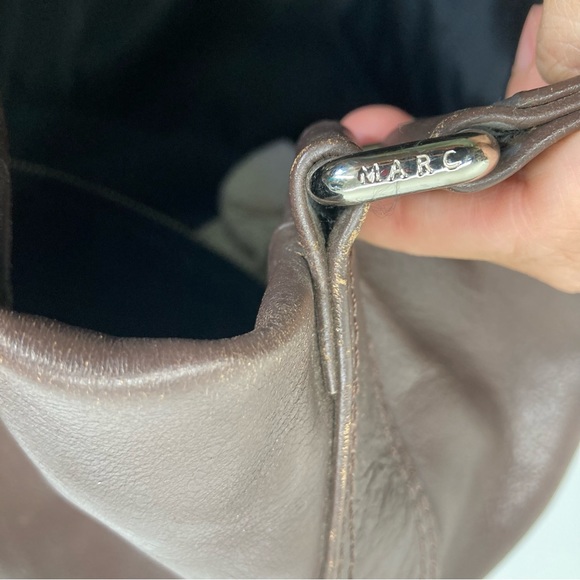 Y2K Marc Jacobs Large Brown Leather Horizontal Tote Bag  22x17" Big Tote - Picture 12 of 16